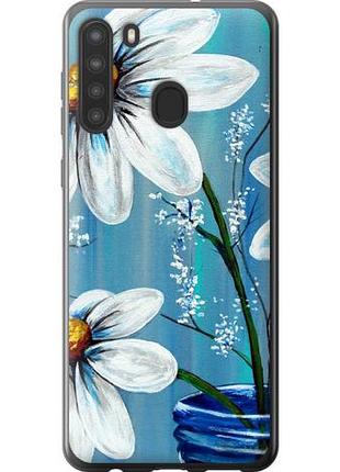 Чехол на samsung galaxy a21 красивые арт-ромашки из силикона fch_0071543