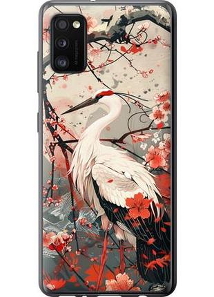 Чехол на samsung galaxy a41 a415f аист в цвету сакуры из пластика fch_0139385