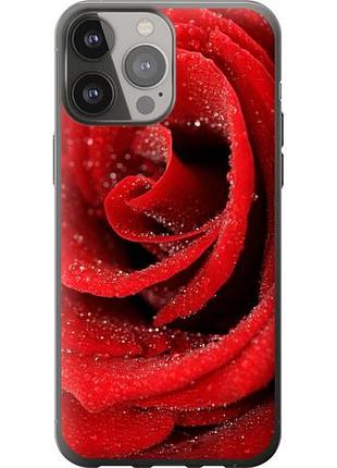 Чехол на iphone 13 pro max красная роза из силикона fch_0009237