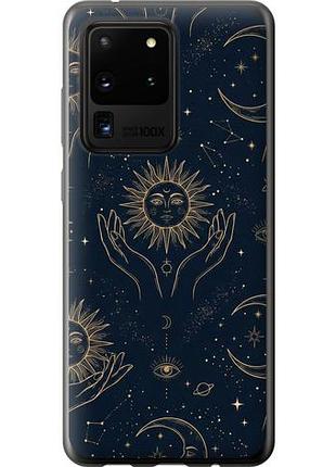 Чехол на samsung galaxy s20 ultra celestial harmony: sun & moon gold mystic pattern из силикона fch_0148962