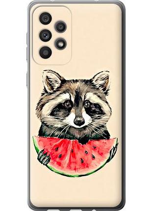 Чехол на samsung galaxy a73 a736b енотик с арбузом из силикона fch_0014639