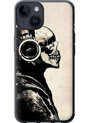 Чехол на iphone 14 скелет-меломан из силикона fch_0073156