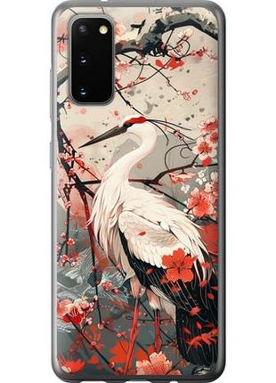 Чехол на samsung galaxy s20 аист в цвету сакуры из силикона fch_0139334