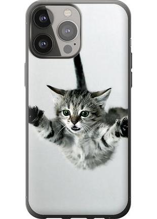 Чехол на iphone 13 pro max летящий котёнок из силикона fch_0012207