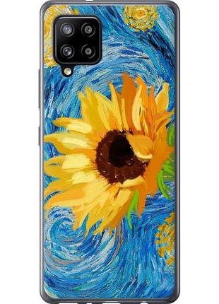 Чехол на samsung galaxy a42 a426b цветы желто-голубые из силикона fch_0012519