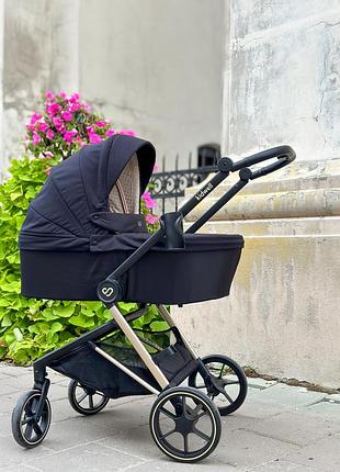 Дитяча універсальна коляска 2 в 1 kidwell velmont black/gold