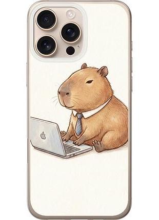 Чехол на iphone 16 pro max funny capybara ceo working из силикона fch_0149323