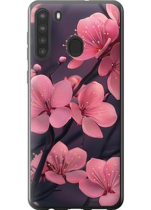Чехол на samsung galaxy a21 пурпурная сакура из силикона fch_0137060