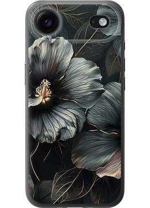 Чехол на iphone 17 air черные цветы из силикона fch_0149354