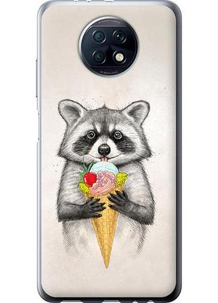 Чехол на xiaomi redmi note 9t енотик с мороженым из силикона fch_0065824