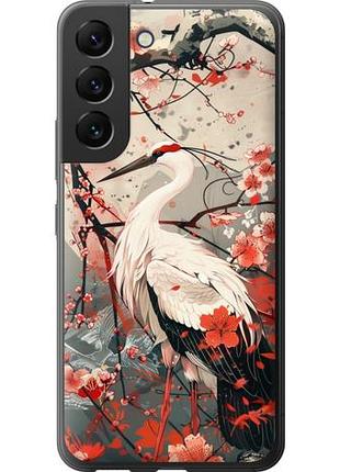 Чехол на samsung galaxy s22 аист в цвету сакуры из силикона fch_0139345