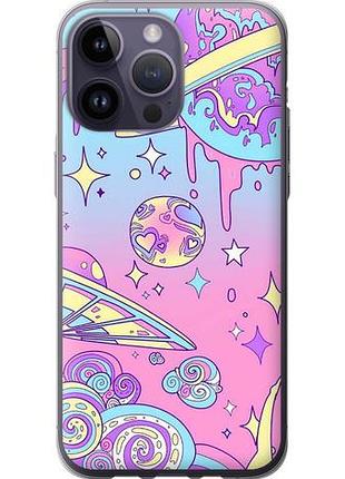 Чехол на iphone 14 pro max розовая галактика из силикона fch_0006136