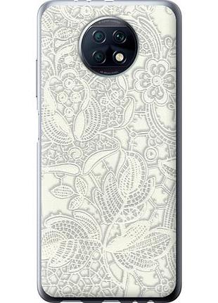 Чехол на xiaomi redmi note 9t белое кружево из силикона fch_0070176