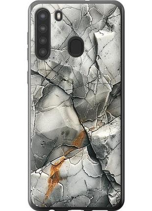 Чехол на samsung galaxy a21 серый мрамор из силикона fch_0136360