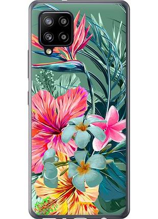 Чехол на samsung galaxy a42 a426b тропические цветы из силикона fch_0076169
