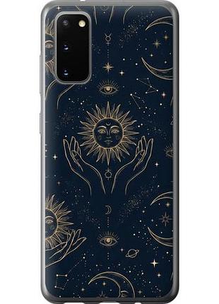 Чехол на samsung galaxy s20 celestial harmony: sun & moon gold mystic pattern из пластика fch_0148984
