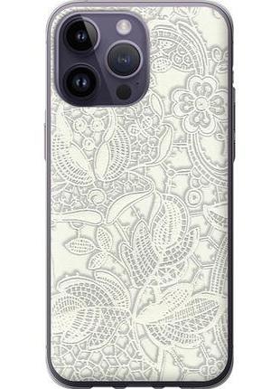 Чехол на iphone 14 pro max белое кружево из силикона fch_0070223
