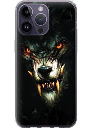 Чехол на iphone 14 pro max дьявольский волк из силикона fch_0020311