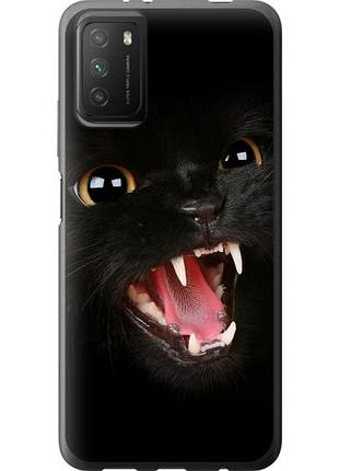 Чехол на xiaomi poco m3 чёрная кошка из силикона fch_0052697