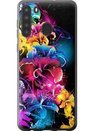 Чехол на samsung galaxy a21 абстрактные цветы из силикона fch_0022705