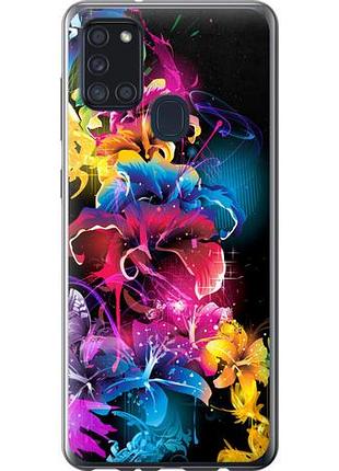 Чехол на samsung galaxy a21s a217f абстрактные цветы из силикона fch_0022704