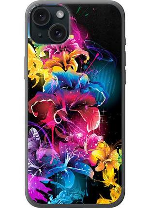Чехол на iphone 15 plus абстрактные цветы из силикона fch_0022813