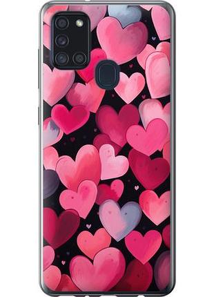 Чехол на samsung galaxy a21s a217f сердечки 4 из силикона fch_0019869