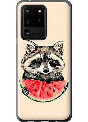 Чехол на samsung galaxy s20 ultra енотик с арбузом из пластика fch_0014662