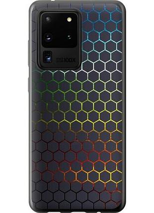 Чехол на samsung galaxy s20 ultra переливающиеся соты из пластика fch_0010207