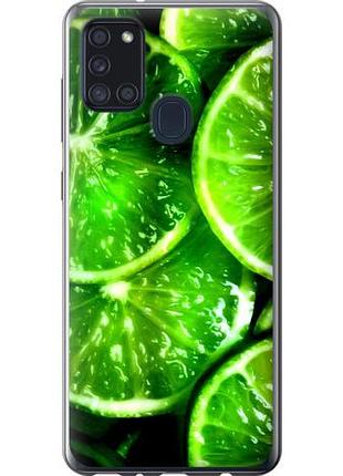 Чехол на samsung galaxy a21s a217f зелёные дольки лимона из силикона fch_0017844