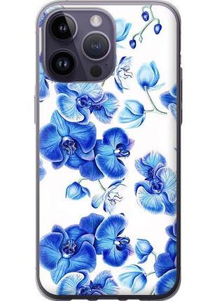 Чехол на iphone 14 pro max голубые орхидеи из силикона fch_0063975
