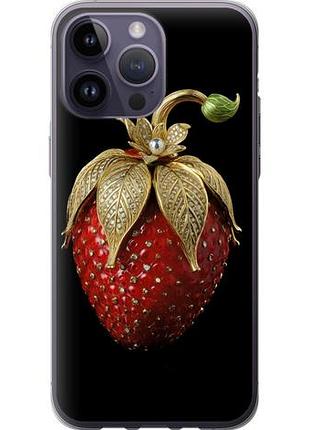 Чехол на iphone 14 pro max клубника v3 из силикона fch_0008431