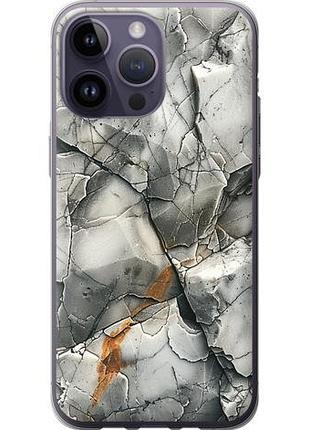 Чехол на iphone 14 pro max серый мрамор из силикона fch_0136391
