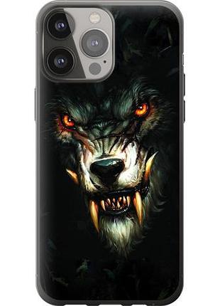 Чехол на iphone 13 pro max дьявольский волк из силикона fch_0020307