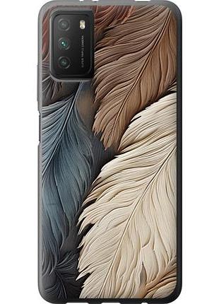 Чехол на xiaomi poco m3 листья в стиле бохо из силикона fch_0052268