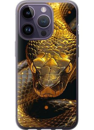 Чехол на iphone 14 pro golden snake из силикона fch_0137336