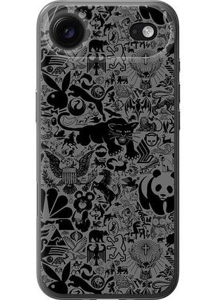 Чехол на iphone 17 air чёрно-серый стикер бомбинг из силикона fch_0149336