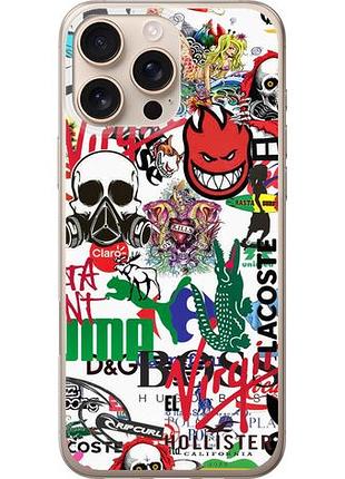 Чехол на iphone 16 pro max many different logos из силикона fch_0142582