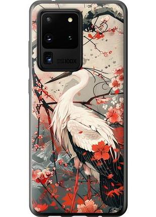 Чехол на samsung galaxy s20 ultra аист в цвету сакуры из пластика fch_0139372
