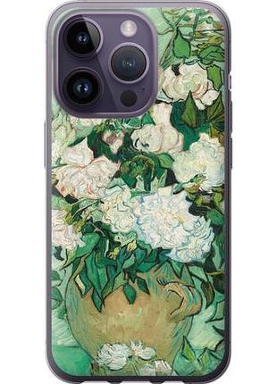 Чехол на iphone 14 pro винсент ван гог. ваза с розами из силикона fch_0061414