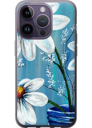 Чехол на iphone 14 pro красивые арт-ромашки из силикона fch_0071575