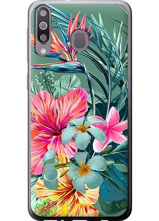 Чехол на samsung galaxy a40s a3050 тропические цветы из пластика fch_0076167