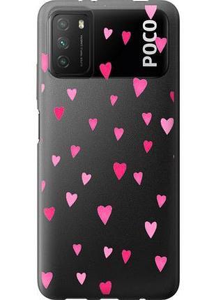 Чехол на xiaomi poco m3 сердечки 2 из силикона fch_0053022