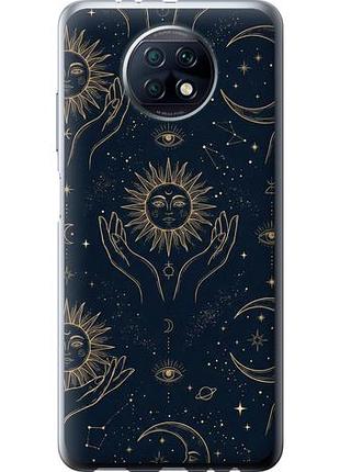 Чехол на xiaomi redmi note 9t celestial harmony: sun & moon gold mystic pattern из силикона fch_0148950