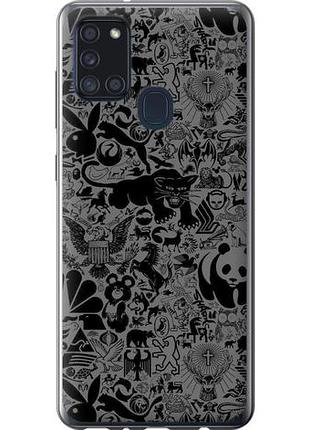 Чехол на samsung galaxy a21s a217f чёрно-серый стикер бомбинг из силикона fch_0005964