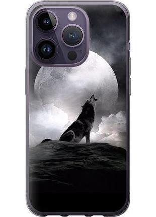 Чехол на iphone 14 pro воющий волк из силикона fch_0017072