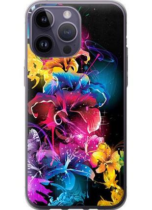 Чехол на iphone 14 pro max абстрактные цветы из силикона fch_0022741