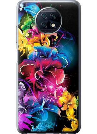 Чехол на xiaomi redmi note 9t абстрактные цветы из силикона fch_0022687