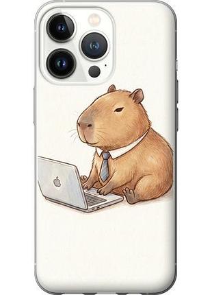 Чехол на iphone 13 pro funny capybara ceo working из силикона fch_0148742