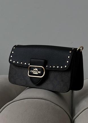 Брендовая женская сумочка кожаная коуч сумка из кожи классическая coach деловая сумка для девушки через плечо